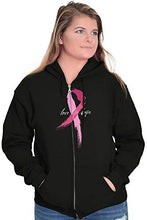 Love Life Hope Breast Cancer Aware Zip Hoodie Sweatshirt Women Black