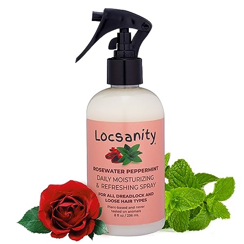 Locsanity Daily Moisturizing Refreshing Spray for Locs, Dreadlocks - Rose Water and Peppermint Hair Scalp Moisturizer, Dreadlock Spray - Natural Loc Care and Maintenance (8oz)