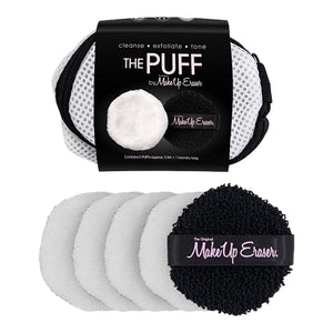 MakeUp Eraser Puff 5pc Set, Reusable and Machine Washable Rounds, Laundry Bag Included,5 Count (Pack of 1)