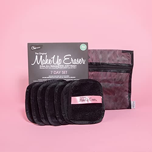 MakeUp Eraser, 7-Day Set, Erase All Makeup With Just Water, Including Waterproof Mascara, Eyeliner, Foundation, Lipstick, and More Chic Black, 7 ct.