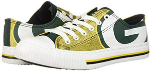 FOCO Green Bay Packers NFL Womens Glitter Low Top Canvas Shoes - 10