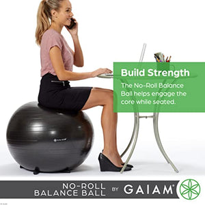 Gaiam Balance Ball Chair - No-Roll Ergonomic Office Chair & Yoga Ball Chair for Home Office Desk with Exercise Guide, Easy Installation Ball Pump, and Built-in Stability Legs, 25.5 in. (65 cm) - Blue