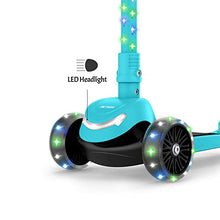 Jetson Scooters - Jupiter Mini 3 Wheel Kick Scooter (Blue) - Collapsible Portable Kids Three Wheel Push Scooter - Lightweight Folding Design with High Visibility RGB Light Up LEDs on Stem and Wheels