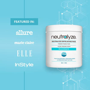 Neutralyze Exfoliating Acne Wipes - Maximum Strength, Dual Textured Acne Pads for Face & Back - Medical Grade 2% Mandelic Acid & Salicylic Acid Pads - Acne Cleansing Pads (100 Acne Face Wipes)