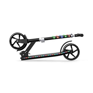 Jetson Scooters - Jupiter Jumbo Kick Scooter (Black) - Collapsible Portable Kids Push Scooter - Lightweight Folding Design with Big Wheels and High Visibility RGB Light Up LEDs on Stem and Deck