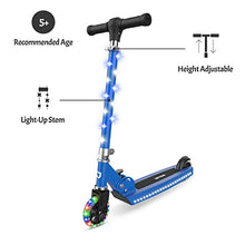 Jetson Scooters - Jupiter Kick Scooter (Blue) - Collapsible Portable Kids Push Scooter - Lightweight Folding Design with High Visibility RGB Light Up LEDs on Stem, Wheels, and Deck