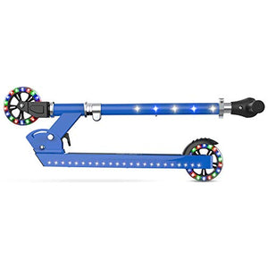 Jetson Scooters - Jupiter Kick Scooter (Blue) - Collapsible Portable Kids Push Scooter - Lightweight Folding Design with High Visibility RGB Light Up LEDs on Stem, Wheels, and Deck