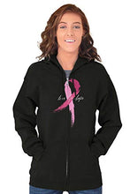 Love Life Hope Breast Cancer Aware Zip Hoodie Sweatshirt Women Black