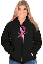 Love Life Hope Breast Cancer Aware Zip Hoodie Sweatshirt Women Black