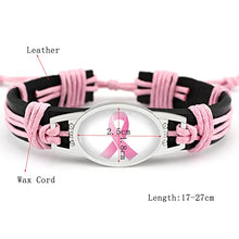 Breast Cancer Bracelets for Women Handmade Woven Pink Ribbon Leather Bracelet Girls Fighter Breast Cancer Awareness Jewelry