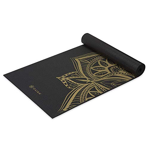 Gaiam Yoga Mat Premium Print Extra Thick Non Slip Exercise & Fitness Mat for All Types of Yoga, Pilates & Floor Workouts, Metallic Bronze Medallion, 6mm, 68