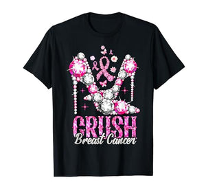 Crush Breast Cancer Awareness Bling Pink Ribbon T-Shirt