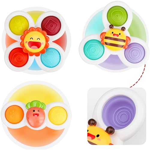 Suction Cup Spinner Toys, Strong Suction Cup Bath Toys, Spinning Dimple Fidget Toy, Sensory Toys for Toddlers 1-3, Birthday for 1-3 Year Old Girl Boy