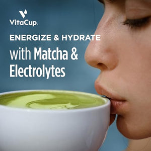 VitaCup Hydration Matcha Instant Packets, for Natural Energy and Detox, w/Electrolytes, Ceremonial Grade Organic Matcha, Coconut Water, Pink Himalayan Salt, Magnesium, in Single Serve Sticks, 20 Ct