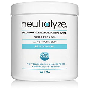 Neutralyze Exfoliating Acne Wipes - Maximum Strength, Dual Textured Acne Pads for Face & Back - Medical Grade 2% Mandelic Acid & Salicylic Acid Pads - Acne Cleansing Pads (100 Acne Face Wipes)