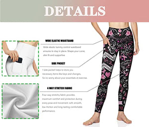 INZVKJLU Breast Cancer Yoga Pants High Waisted Leggings with Pocket Seamless Workout Pants