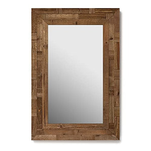 Barnyard Designs 24x36 Wood Farmhouse Wall Mirror, Wooden Large Rustic Wall Mirror, Bedroom Mirrors for Wall Decor, Decorative Wood Wall Mirror Living Room or Bathroom Vanity, Brown