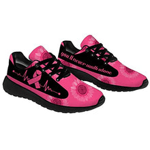 Uminder Womens Breast Cancer Awareness Shoes Mens Running Shoes Walking Tennis Sneakers Breast Cancer Ribbon Pink Sunflower Shoes Gifts for Mom Women,Size 7.5 Men/9 Women Black