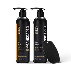 MANSCAPED® Buff Bundle Full-Body Shower Kit Including The Body Buffer Silicone Scrubber & Two 16oz Bottles of UltraPremium Refined™ Body Wash, Luxurious Clean Formula Infused with Aloe Vera