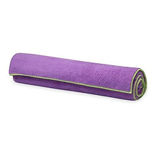 Gaiam Stay Put Yoga Towel Mat Size Yoga Mat Towel (Fits Over Standard Size Yoga Mat - 68"L x 24"W), Purple