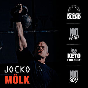 Jocko Mölk Whey Protein Powder (Chocolate Peanut Butter) - Keto, Probiotics, Grass Fed, Digestive Enzymes, Amino Acids, Sugar Free Monk Fruit Blend - Supports Muscle Recovery and Growth - 31 Servings