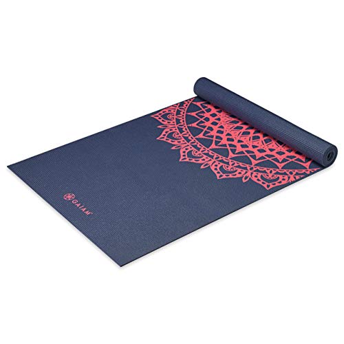 Gaiam Yoga Mat Classic Print Non Slip Exercise & Fitness Mat for All Types of Yoga, Pilates & Floor Workouts, Pink Marrakesh, 4mm, 68