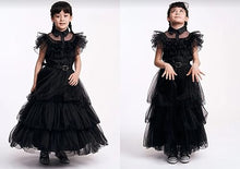 GUUZOGG Wednesday Addams Costume Dress for Girls, Kids Wednesday Addams Dress with Wig Belt Socks and THING, Halloween Costumes for Girls Cosplay Party Birthday Christmas New Years Dress