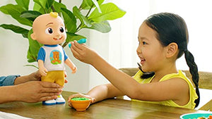 Cocomelon Deluxe Interactive JJ Doll - Includes JJ, Shirt, Shorts, Pair of Shoes, Bowl of Peas, Spoon- Toys for Preschoolers - Amazon Exclusive