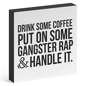 'Gangster Rap' Box Sign - Funny Desk Accessories for Work - Desk Decorations for Women or Mens Office - Perfect Home Decor Gifts, 8" x 8" by Barnyard Designs