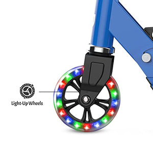 Jetson Scooters - Jupiter Kick Scooter (Blue) - Collapsible Portable Kids Push Scooter - Lightweight Folding Design with High Visibility RGB Light Up LEDs on Stem, Wheels, and Deck