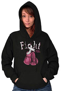 Fight For A Cure Pray For A Cure Breast Cancer Awareness Hooded Sweatshirt, Black, XL