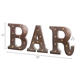 Barnyard Designs Rust 12" BAR Marquee Letters (12", BAR)