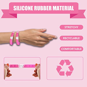 Bundle of 16 Pcs Breast Cancer Awareness Novelty Buttons, 12 Pcs Retractable Gel Roller Ball Pen Black Ink, 12 Pcs Breast Cancer Awareness Bracelets, 48 Pcs Die-Cut Pink Ribbon Stickers