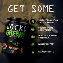 Jocko Fuel Greens Powder (Peach Flavor) - Organic Greens & Superfood Powder for Healthy Green Juice - Keto Friendly with Spirulina, Chlorella, Digestive Enzymes, & Probiotics - 30 Servings