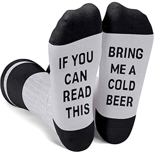 Zmart Funny Crazy Silly Socks for Women Beer Socks Beer Gifts for Women, Funny Drinking Gifts If You Can Read This Socks