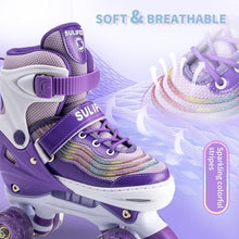 SULIFEEL Roller Skates for Girls with Light up Wheels, 4 Sizes Adjustable Skates for Kids, Purple Roller Skates for Toddler