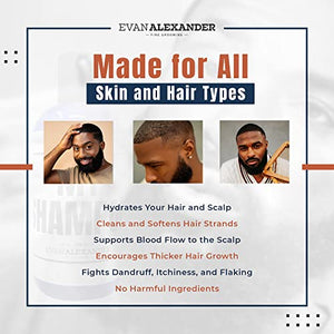 Evan Alexander Grooming MY Shampoo - Supports Hair Growth and Nourishes the Scalp with Peppermint Oil, Tea Tree Oil, Organic Aloe Vera - Vegan - 8 oz - Great Scent