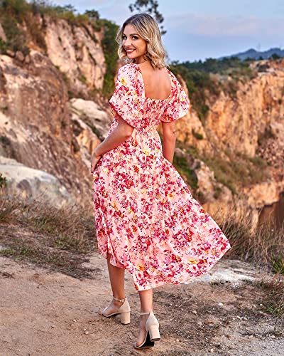 Lightning Deals of Today Prime Maxi Dresses for Women 2023 Summer Casual  Beach Long Dress Boho Floral Print Sundress Short Sleeve Party Prom Dresses