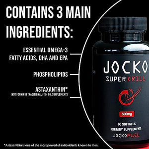 Jocko Fuel Antarctic Krill Oil Omega 3 Fatty Acid Supplements DHA & EPA - 1000mg Softgels - Supports Joints, Mobility & Mental Function (60 Softgels)