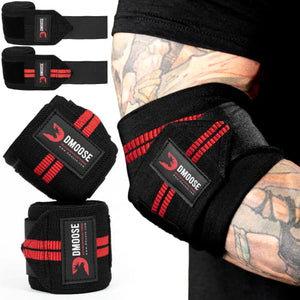 DMoose Elbow Wraps for Weightlifting, Bench Press, Cross Training & Powerlifting for Men and Women - 40" Nylon (1 Pair) Elbow Straps - Increases Stability of Joints and Supports Injury Recovery