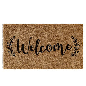 Barnyard Designs 'Welcome' Doormat Welcome Mat for Outdoors, Large Front Door Entrance Mat, 30x17, Brown