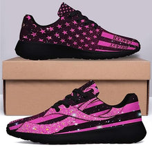 Breast Cancer Awareness Shoes Women Fashion Running Sneakers Breathable Casual Sport Tennis Shoes Black Size 7