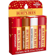 Burt's Bees Christmas Gifts, 4 Lip Balms Stocking Stuffers Products, Festive Fix Set - Peppermint, Salted Caramel, Cranberry Spritz & Shortbread Cookie (4-Pack)