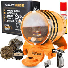 Old Fashioned Cocktail Kit for Whiskey, Bourbon & More - Premium Barrel Set, USA Oak - Cocktail Smoker Kit with Torch - Bourbon Gifts for Men - Gifts from Wife, Daughter, Son (with Butane)