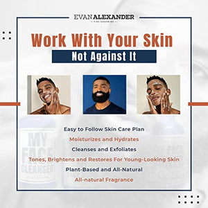 Evan Alexander Fine Grooming MY Next Level Skin Care Kit, Moisturizing, Exfoliating and Organic Facial Kit for Men, Set of 4