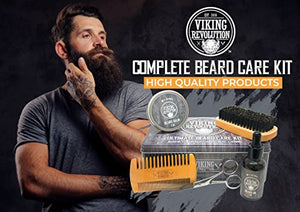 Viking Revolution Ultimate Beard Grooming/ Care Kit for Men includes 100% Boar Beard Brush, Wooden Beard Comb, Beard Balm/ Oil, Beard & Mustache Scissors in a Metal Box