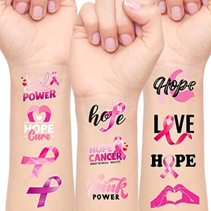 70pcs Pink Ribbon Breast Cancer Awareness Tattoo Sticker Foundation/Event/Walk/Run