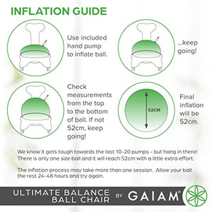 Gaiam Ultimate Balance Ball Chair - Premium Exercise Stability Yoga Ball Ergonomic Chair for Home and Office Desk with Reinforced Base, Air Pump, Exercise Guide, Black