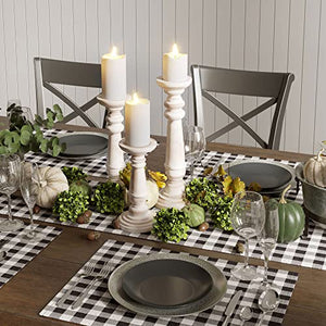 Barnyard Designs Rustic Pillar Candle Holder Stands, Tall Wood Candlestick Centerpieces for Table or Living Room Decor, White, Set of 3, (14", 11.5", and 9" Tall)