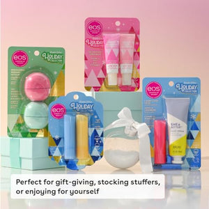 eos Holiday Lip Balm Gift- Sugar Cookie & Vanilla Toffee, Stocking Stuffers, All-Day Moisture Lip Care, 0.14 oz, 2-Pack